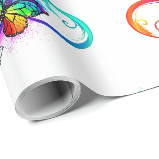 Papier Cadeau Bright infinity with rainbow butterfly (Coin rond)