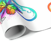 Papier Cadeau Bright infinity with rainbow butterfly (Coin rond)