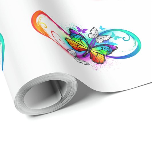Papier Cadeau Bright infinity with rainbow butterfly (Coin rond)