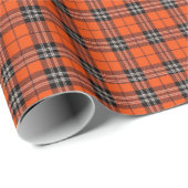 Papier Cadeau Bright Orange and Black Tartan Plaid (Coin rond)