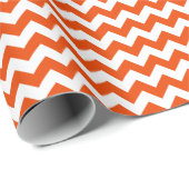 Papier Cadeau Bright Orange et blanc moyen Chevron (Coin rond)