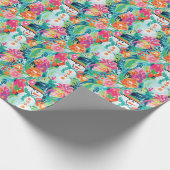 Papier Cadeau Bright Palm Beach Christmas Snowman Aquarelle (Coin)