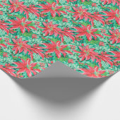 Papier Cadeau Bright Palm Beach Noël Poinsettia Aquarelle (Coin)