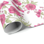 Papier Cadeau Bright Pink Rose Wedding (Coin rond)