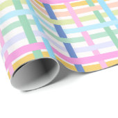 Papier Cadeau Bright Rainbow Plaid Gift Wrap - Colourful Neon (Coin rond)