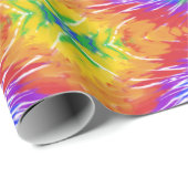 Papier Cadeau Bright Rainbow Tie Dye Swirl (Coin rond)