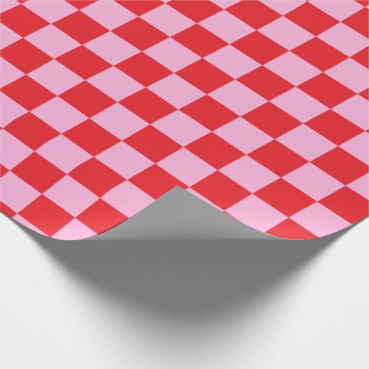 Papier Cadeau Bright Red and Light Pink Checkered (Coin)