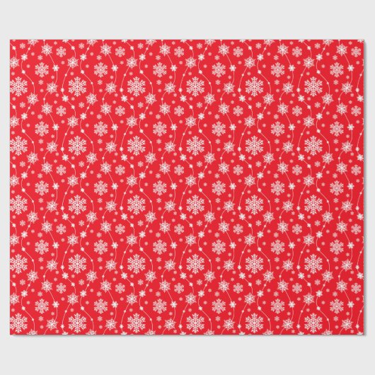 Papier Cadeau Bright Red and Winter White Snowflake Motif (Plat)