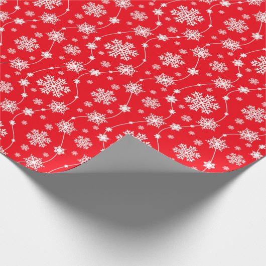 Papier Cadeau Bright Red and Winter White Snowflake Motif (Coin)