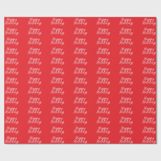 Papier Cadeau Bright Red Plain Elegant Happy Holidays Handwrite (Plat)