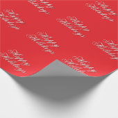 Papier Cadeau Bright Red Plain Elegant Happy Holidays Message (Coin)