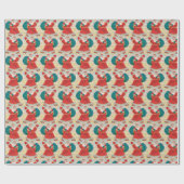 Papier Cadeau Bright Retro Santa Claus vintage christmas (Plat)