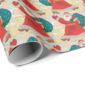 Papier Cadeau Bright Retro Santa Claus vintage christmas (Coin rond)