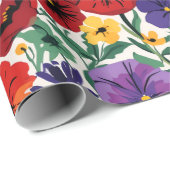 Papier Cadeau Bright Spring Pansies Floral Garden Pattern (Coin rond)