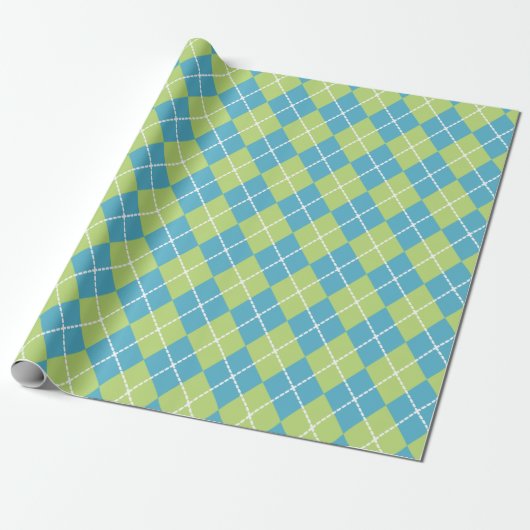 Papier Cadeau Bright Turquoise and Lime Jacquard (Déroulé)