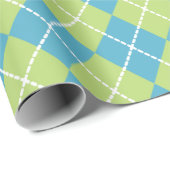 Papier Cadeau Bright Turquoise and Lime Jacquard (Coin rond)