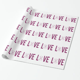 Papier cadeau brillant Baseball Amour