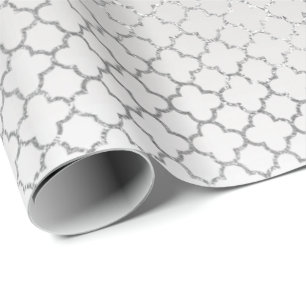 Papier Cadeau Brillant blanc d'art déco fascinant argenté de