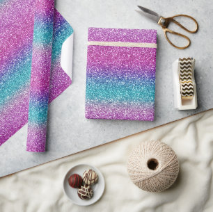 Papier Cadeau Brillant Ombre Parkle rose Turquoise bleu