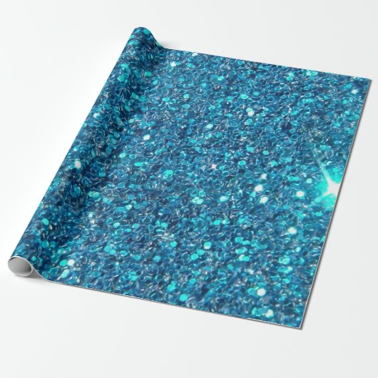 Papier Cadeau Brillant Parties scintillant bleu extravagant (Déroulé)