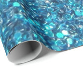 Papier Cadeau Brillant Parties scintillant bleu extravagant (Coin rond)