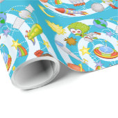 Papier cadeau brillant Spaceman vs Alien, 76x38cm (Coin rond)