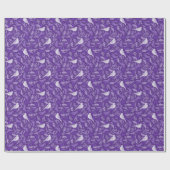 Papier Cadeau Brillant violet et blanc d'hiver Oiseau floral (Plat)