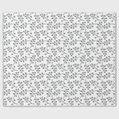 Papier Cadeau brindille plante noire sur blanc (Plat)