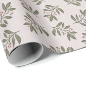 Papier Cadeau Brindilles d'hiver et neige (Coin rond)