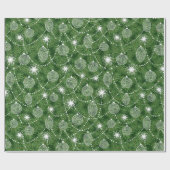 Papier Cadeau Brindilles Et Ornements De Pins (Plat)