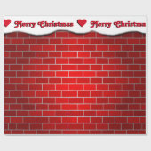 Papier Cadeau Brique rouge avec dérive de neige - Haut neige (Plat)