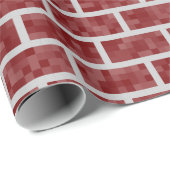 Papier Cadeau Briques à 8 bits rouge foncé de regard de (Coin rond)