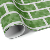 Papier Cadeau Briques à 8 bits vert-foncé de style de Pixelated (Coin rond)