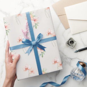 Papier Cadeau Brise d'été Pêche Hibiscus & Orchidées