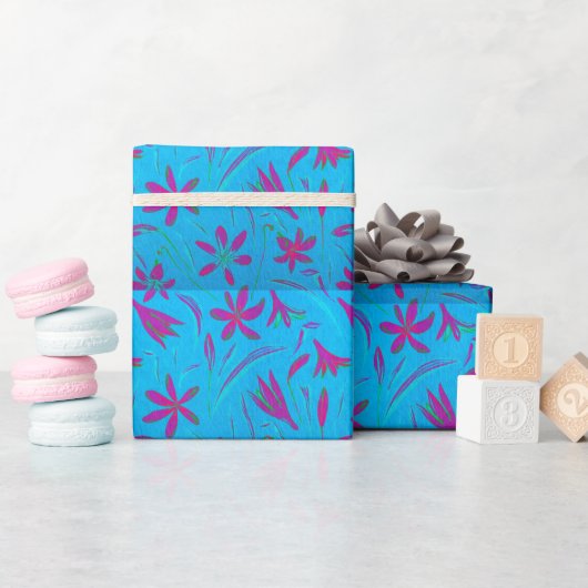 Papier Cadeau Brise Fleur Bleu-vert (Baby Shower)