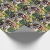 Papier Cadeau Brittany Spaniel Chien Fleurs de printemps Peintur (Coin)