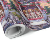 Papier Cadeau Brittany Spaniel Dog Valentine's Day  (Coin rond)