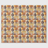 Papier Cadeau Brittany Spaniel En Automne Laisse L'Art Thanksgiv (Plat)