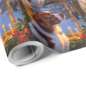 Papier Cadeau Brittany Spaniel with Christmas Lights Holiday  (Coin rond)