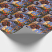 Papier Cadeau Brittany Spaniel with Christmas Lights Holiday  (Coin)