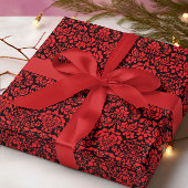 Papier Cadeau Brocade de Noël rouge foncé