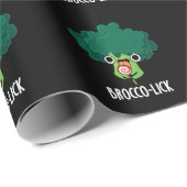 Papier Cadeau Brocco-lick Funny Veggie Broccoli Pun Dark BG (Coin rond)