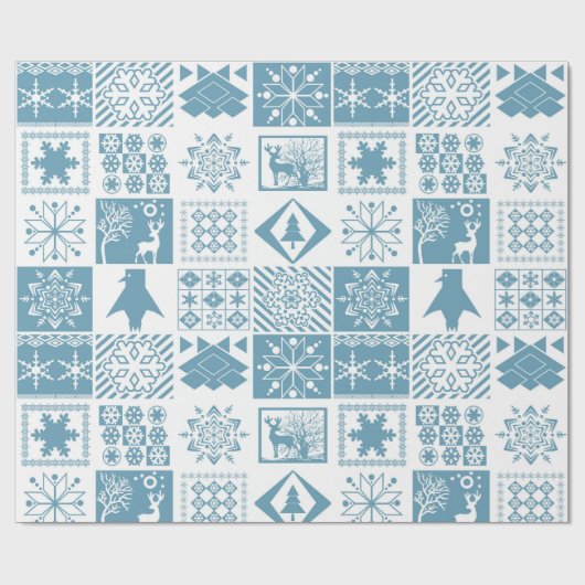 Papier Cadeau Brochure en patchwork hivernal de Noël (Plat)