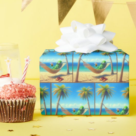 Papier Cadeau Brochure verte dans un hamac (Fête d'anniversaire)