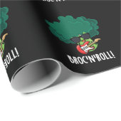 Papier Cadeau Brock n Roll Funny Veggie Brocoli Pun Dark BG (Coin rond)
