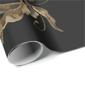 Papier Cadeau Broderie bourgeons vintages de motif rose (Coin rond)