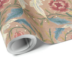 Papier Cadeau Broderie florale de William Morris vintage 1875