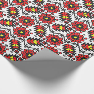 Papier Cadeau Broderie Folklore Art croix-point fleur florale