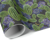 Papier Cadeau Broderie mexicaine : Cactus Night Seamless. (Coin rond)