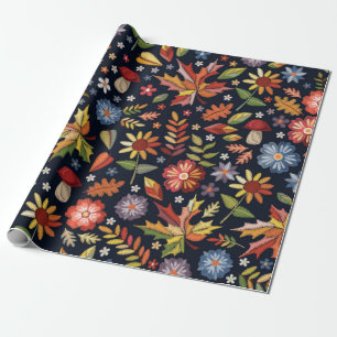 Papier Cadeau Broderie motif sans couture avec de belles fleurs